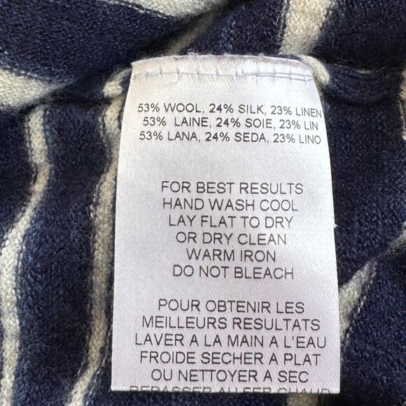 Peter Millar Women’s M Navy White Stripe Wool Silk Linen Sweater - Picture 3 of 9